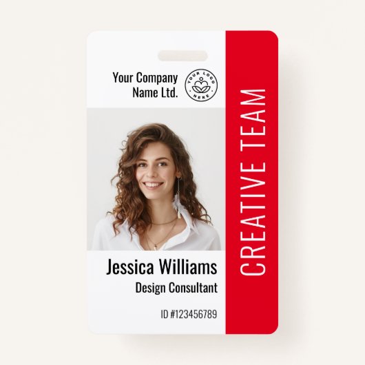 Aangepast personeelslid Naam Logo Barcode Foto-ID Badge (Voorkant)