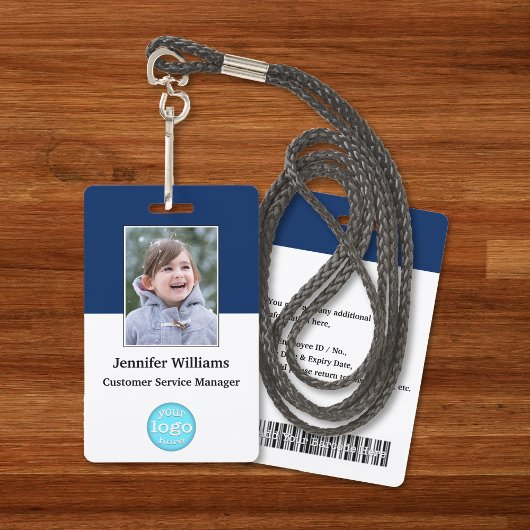 Aangepast personeelslid Naam Logo Barcode Foto-ID Badge