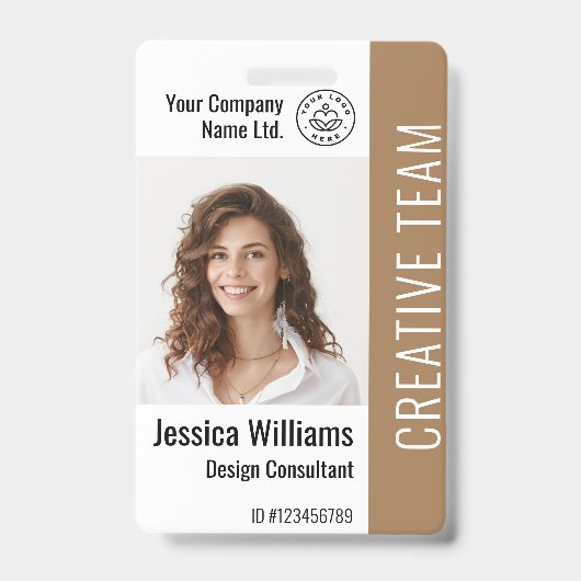 Aangepast personeelslid Naam Logo Barcode Foto-ID Badge (Front)