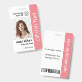 Aangepast personeelslid Naam Logo Barcode Foto-ID Badge (Voor- en achterkant)
