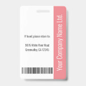 Aangepast personeelslid Naam Logo Barcode Foto-ID Badge (Achterkant)