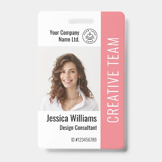 Aangepast personeelslid Naam Logo Barcode Foto-ID Badge (Voorzijde)