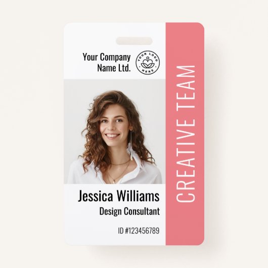 Aangepast personeelslid Naam Logo Barcode Foto-ID Badge (Voorkant)