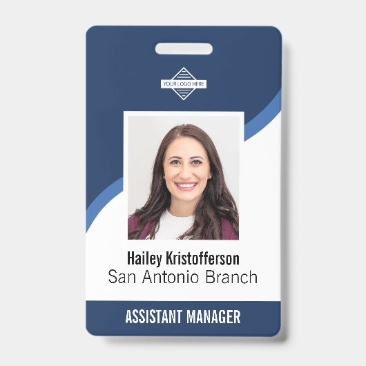 Aangepast personeelslogo Foto ID Naambadge Badge (Voorzijde)