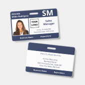 Aangepast personeelslogo Navy Blauwe foto ID Badge (Voor- en achterkant)