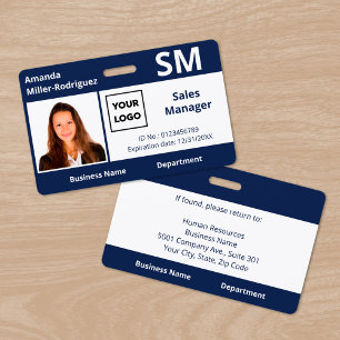 Aangepast personeelslogo Navy Blauwe foto ID Badge