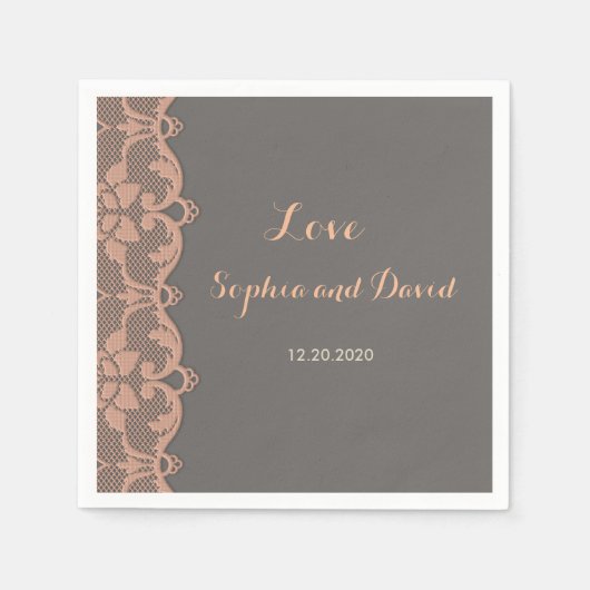 Aangepast  perzikgrijs weddenschap servet (Voorkant)