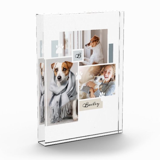 Aangepast Pet Collage Monogram Modern Thema Fotoblokken (Links)
