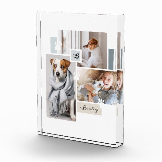 Aangepast Pet Collage Monogram Modern Thema Fotoblokken (Rechts)