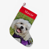 Aangepast Pet Dog Fotovakantie Rood aangepast Kleine Kerstsok (Voorkant (Hangend))