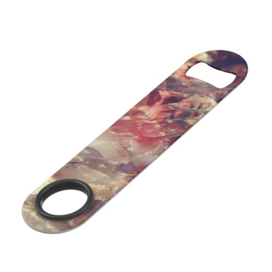 Aangepast Petrified Wood w Quartz - Bottle Open Speed Flessenopener (Achterkant Gekanteld)