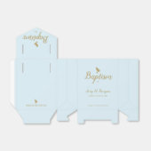 Aangepast peuter-baptisme Blauw-gouden duif-script Bedankdoosjes (Uitgevouwen)
