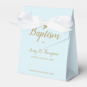 Aangepast peuter-baptisme Blauw-gouden duif-script Bedankdoosjes