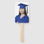 Aangepast Photo Blue White Gold-Afstuderen Handwaaier (Achterkant)