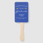 Aangepast Photo Blue White Gold-Afstuderen Handwaaier (Voorkant)