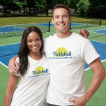 Aangepast Pickleball-Shirt, City, Club, Player-nam T-shirt<br><div class="desc">Pas dit shirt aan met de naam van je pickleball club,  spelersnamen,  stad,  naam van het toernooi,  enz. Verander gemakkelijk de doopvontkleur ook.</div>