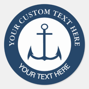 Aangepast pictogram voor anchor Nautical Custom Lo Ronde Sticker