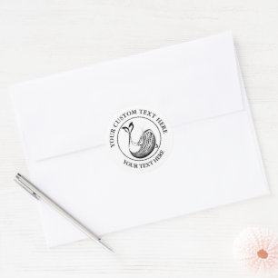 Aangepast pictogram voor walvisvaart op zee, Logo Ronde Sticker