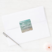 Aangepast piepend strand vierkante sticker (Envelop)