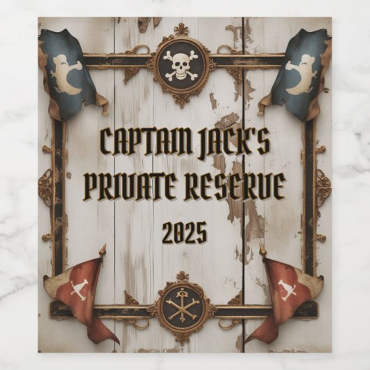 Aangepast piratenlabel | Kapiteinsreservaat Wijn Etiket (Enkel label)