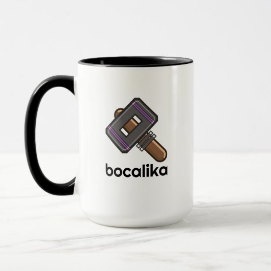 Aangepast Pixel Hamer Logo Mok – Bewerkbare Tekst (Links)