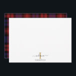 Aangepast Plakken Monogram Rustic Tartan Notitiekaartje<br><div class="desc">Voeg jouw naam en initiaal aan dit monogram manuscript moderne plaid notitiekaart toe om stijl en elegantie aan uw notitiekaarten toe te voegen door op de knop "Personaliseren" te klikken</div>