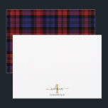 Aangepast Plakken Monogram Rustic Tartan Notitiekaartje<br><div class="desc">Voeg jouw naam en initiaal aan dit monogram manuscript moderne plaid notitiekaart toe om stijl en elegantie aan uw notitiekaarten toe te voegen door op de knop "Personaliseren" te klikken</div>