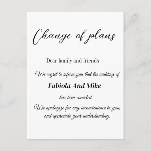 aangepast plan voor het wijzigen van een huwelijks briefkaart (Voorkant)