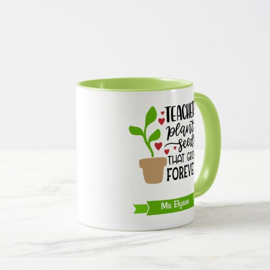 Aangepast Plant van leraar Zaaigoed dat eeuwig gro Mok (Voorkant rechts)