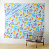 Aangepast poederblauw zoete dinosaurus thema verja wandkleed (In Situ (horizontaal))