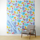 Aangepast poederblauw zoete dinosaurus thema verja wandkleed (In situ)