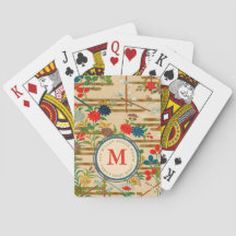 Aangepast poker kamer monogram vintage bloemmotief
