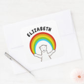 Aangepast Polar Beer & Regenboog Vierkante Sticker (Envelop)