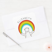 Aangepast Polar Beer & Regenboog Vierkante Sticker (Envelop)
