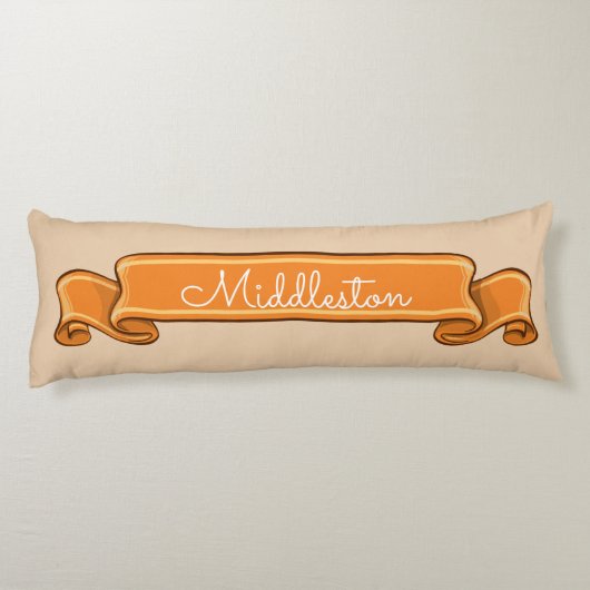 Aangepast pompoenstaartje met Oranje banner op crè Lichaamskussen (Achterkant)