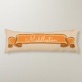 Aangepast pompoenstaartje met Oranje banner op crè Lichaamskussen (Voorkant)