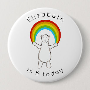 Aangepast poolbadge voor Beer en regenboogpagina v Ronde Button 4,0 Cm