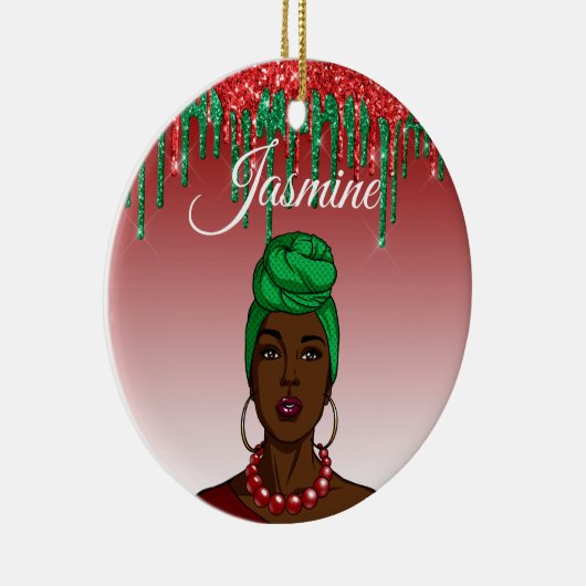 Aangepast Pop Art Girl - Aangepast Afrikaans-Ameri Keramisch Ornament (Rechts)