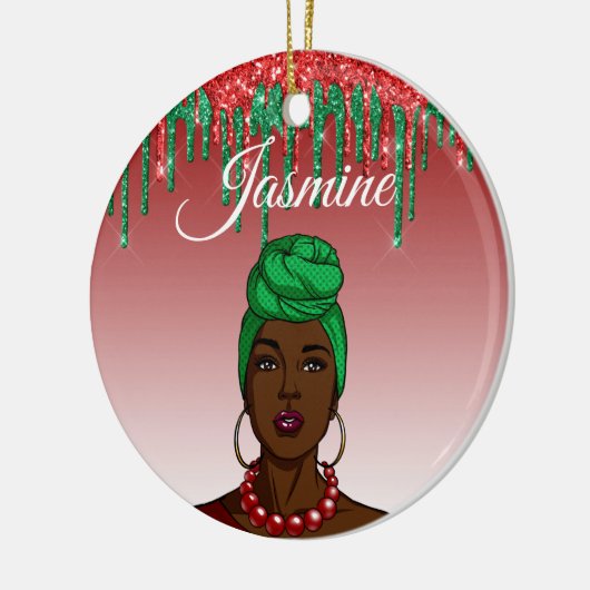 Aangepast Pop Art Girl - Aangepast Afrikaans-Ameri Keramisch Ornament (Links)