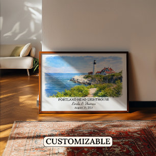Aangepast Portland Head Lighthouse Muurkunst, Main Poster