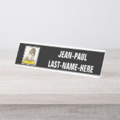 Aangepast portret Afbeelding en naam op zwarte ach Bureau Naambordje (Voorkant)