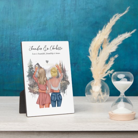 Aangepast portret beste vriend met herfstruimte fotoplaat (Zijkant)