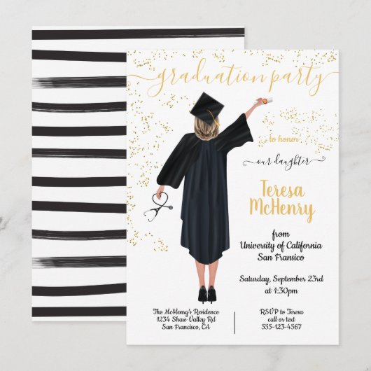 Aangepast portret medisch Afstuderen Kaart (Voorkant / Achterkant)