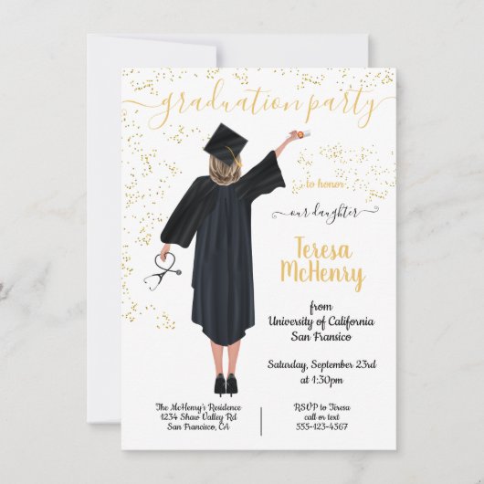 Aangepast portret medisch Afstuderen Kaart (Voorkant)