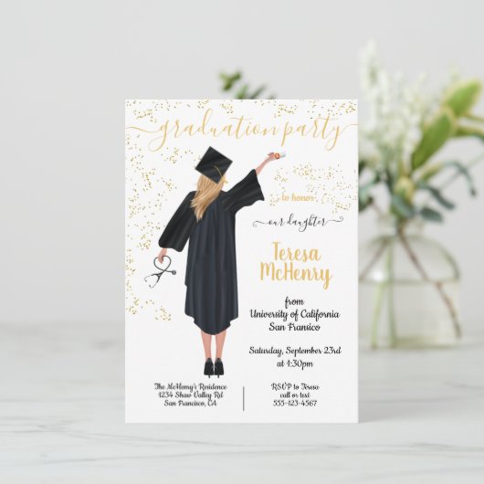 Aangepast portret medisch Afstuderen Kaart (Staand voorkant)