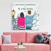 Aangepast portret voor onze eerste gehuwde Kerstmi Canvas Afdruk (Insitu (Woonkamer))