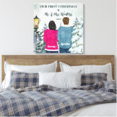Aangepast portret voor onze eerste gehuwde Kerstmi Canvas Afdruk (Insitu (Slaapkamer))