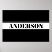 Aangepast Poster met zwarte en witte naam Stripe (Voorkant)