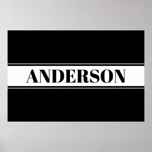 Aangepast Poster met zwarte en witte naam Stripe (Voorkant)