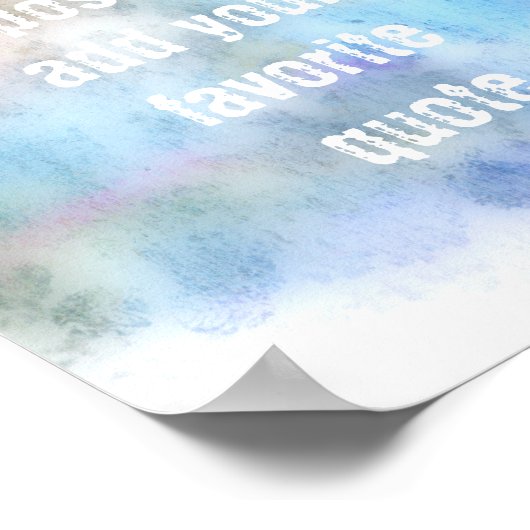 aangepast poster voegt uw eigen quotumblauwe water (Hoek)